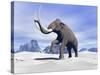 Large Mammoth Walking Slowly on the Snowy Mountain-null-Stretched Canvas