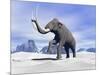 Large Mammoth Walking Slowly on the Snowy Mountain-null-Mounted Art Print