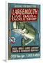 Large Mouth Bass Tackle - Vintage Sign-Lantern Press-Framed Art Print