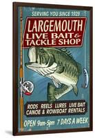 Large Mouth Bass Tackle - Vintage Sign-Lantern Press-Framed Art Print