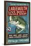 Large Mouth Bass Tackle - Vintage Sign-Lantern Press-Framed Art Print