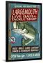 Large Mouth Bass Tackle - Vintage Sign-Lantern Press-Framed Art Print