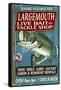 Large Mouth Bass Tackle - Vintage Sign-Lantern Press-Framed Stretched Canvas