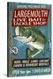 Large Mouth Bass Tackle - Vintage Sign-Lantern Press-Stretched Canvas