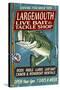 Large Mouth Bass Tackle - Vintage Sign-Lantern Press-Stretched Canvas