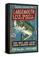 Large Mouth Bass Tackle - Vintage Sign-Lantern Press-Framed Stretched Canvas