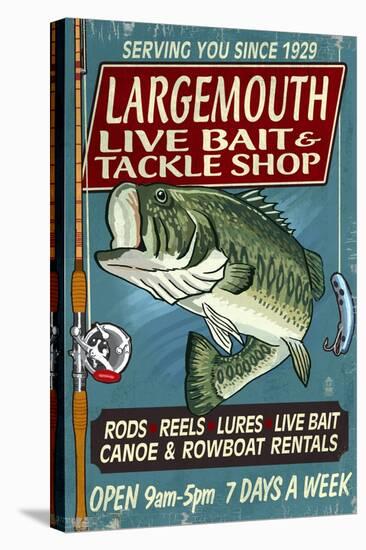 Large Mouth Bass Tackle - Vintage Sign-Lantern Press-Stretched Canvas