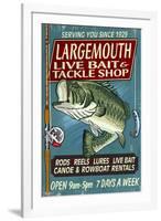 Large Mouth Bass Tackle - Vintage Sign-Lantern Press-Framed Art Print