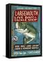 Large Mouth Bass Tackle - Vintage Sign-Lantern Press-Framed Stretched Canvas