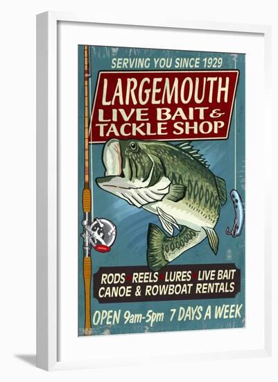 Large Mouth Bass Tackle - Vintage Sign-Lantern Press-Framed Art Print