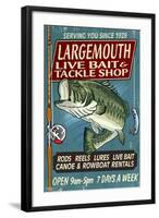 Large Mouth Bass Tackle - Vintage Sign-Lantern Press-Framed Art Print