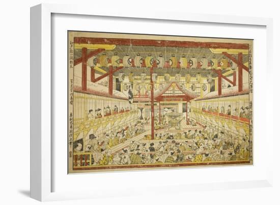 Large Perspective Picture of the Kaomise Performance on the Kabuki Stage, C.1745-Okumura Masanobu-Framed Giclee Print