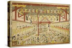 Large Perspective Picture of the Kaomise Performance on the Kabuki Stage, C.1745-Okumura Masanobu-Stretched Canvas