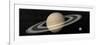 Large Planet Saturn and its Rings Next to Small Planet Earth-null-Framed Premium Giclee Print