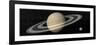 Large Planet Saturn and its Rings Next to Small Planet Earth-null-Framed Premium Giclee Print