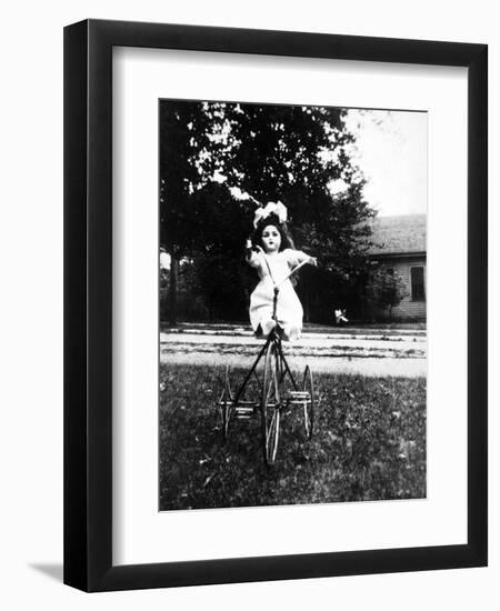 Large Play Doll Sits on a Period Tricycle, Ca. 1925-null-Framed Premium Photographic Print