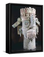 Large Polychrome Pottery Urn Depicting the God Huasteca-null-Framed Stretched Canvas