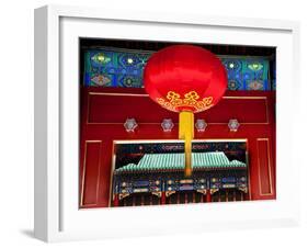 Large Red Lantern Prince Gong's Mansion, Beijing, China. Built During Emperor Qianlong Reign-William Perry-Framed Photographic Print