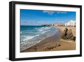 Large Rock on the Beach and Seafront in Biarritz, Pyrenees Atlantiques, Aquitaine, France, Europe-Martin Child-Framed Photographic Print