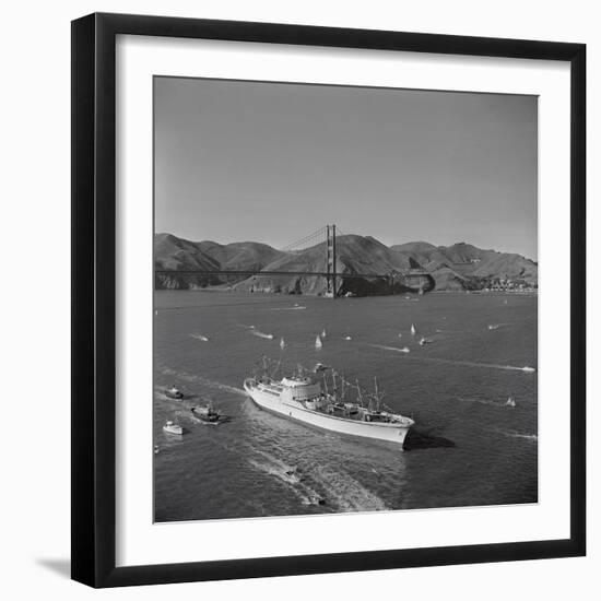 Large Ship Fleet in Ocean-null-Framed Photographic Print