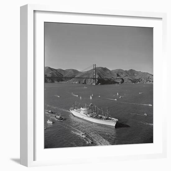 Large Ship Fleet in Ocean-null-Framed Photographic Print