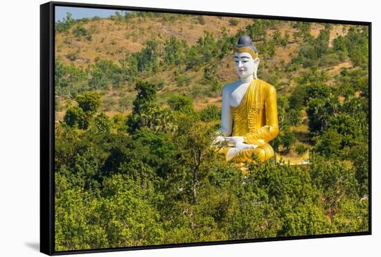 Large sitting Buddha statue near Maha Bodhi Ta Htaung Standing Buddha, Monywa, Myanmar (Burma)-Jan Miracky-Framed Stretched Canvas