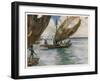 Large Trading Canoes Fitted with Lateen Sails of Papua New Guinea-Norman H. Hardy-Framed Art Print