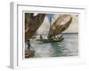 Large Trading Canoes Fitted with Lateen Sails of Papua New Guinea-Norman H. Hardy-Framed Art Print