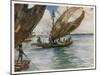 Large Trading Canoes Fitted with Lateen Sails of Papua New Guinea-Norman H. Hardy-Mounted Art Print