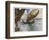 Large Trading Canoes Fitted with Lateen Sails of Papua New Guinea-Norman H. Hardy-Framed Art Print