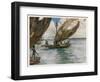 Large Trading Canoes Fitted with Lateen Sails of Papua New Guinea-Norman H. Hardy-Framed Art Print