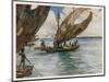 Large Trading Canoes Fitted with Lateen Sails of Papua New Guinea-Norman H. Hardy-Mounted Art Print