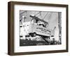 Large Transport Truck Bed Dangling in Midair-null-Framed Photographic Print