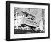 Large Transport Truck Bed Dangling in Midair-null-Framed Photographic Print
