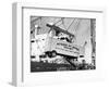 Large Transport Truck Bed Dangling in Midair-null-Framed Photographic Print