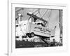 Large Transport Truck Bed Dangling in Midair-null-Framed Photographic Print