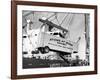 Large Transport Truck Bed Dangling in Midair-null-Framed Photographic Print