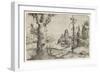 Large Tree and Castle on a Lake, 1546-Augustin Hirschvogel-Framed Giclee Print