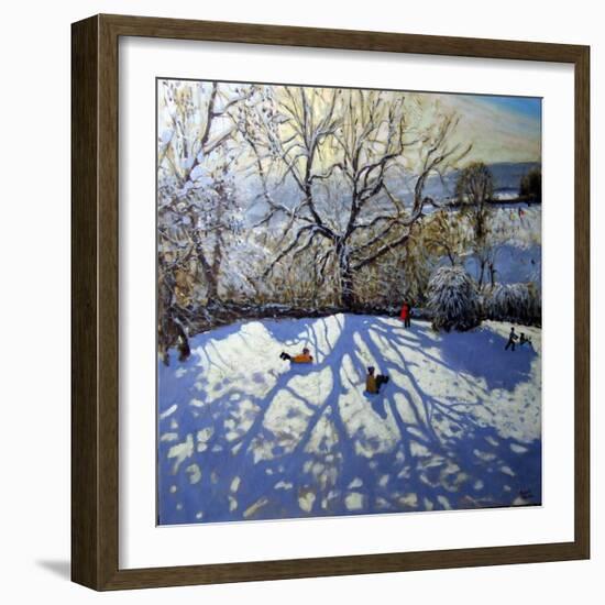 Large Tree and Tobogganers, Youlgreave, Derbyshire-Andrew Macara-Framed Giclee Print