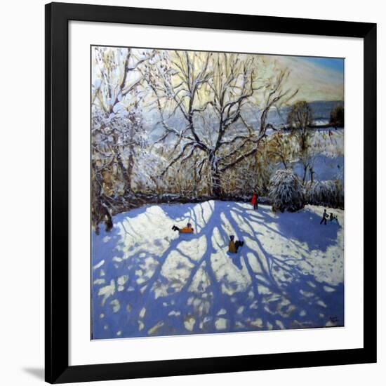 Large Tree and Tobogganers, Youlgreave, Derbyshire-Andrew Macara-Framed Giclee Print