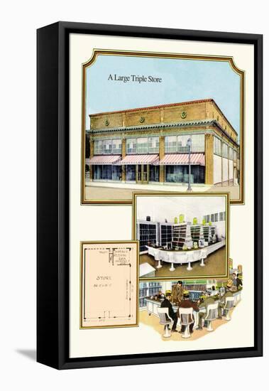 Large Triple Store-Geo E. Miller-Framed Stretched Canvas