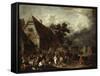 Large Village Fair With Dancing Couple-David The Elder Teniers-Framed Stretched Canvas