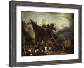 Large Village Fair With Dancing Couple-David The Elder Teniers-Framed Giclee Print