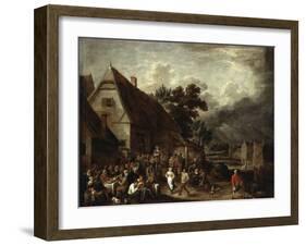 Large Village Fair With Dancing Couple-David The Elder Teniers-Framed Giclee Print