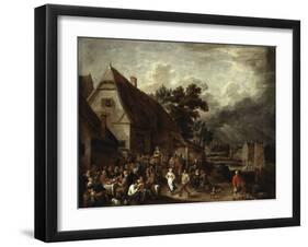 Large Village Fair With Dancing Couple-David The Elder Teniers-Framed Giclee Print