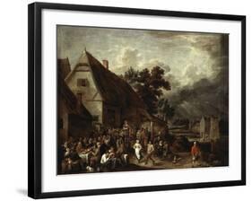 Large Village Fair With Dancing Couple-David The Elder Teniers-Framed Giclee Print