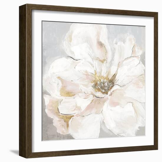 Large White Floral I-Alex Black-Framed Art Print