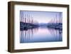 Large Yacht Harbor in Purple Sunset Light-Anna Omelchenko-Framed Premium Photographic Print