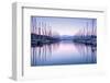 Large Yacht Harbor in Purple Sunset Light-Anna Omelchenko-Framed Premium Photographic Print