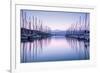 Large Yacht Harbor in Purple Sunset Light-Anna Omelchenko-Framed Photographic Print